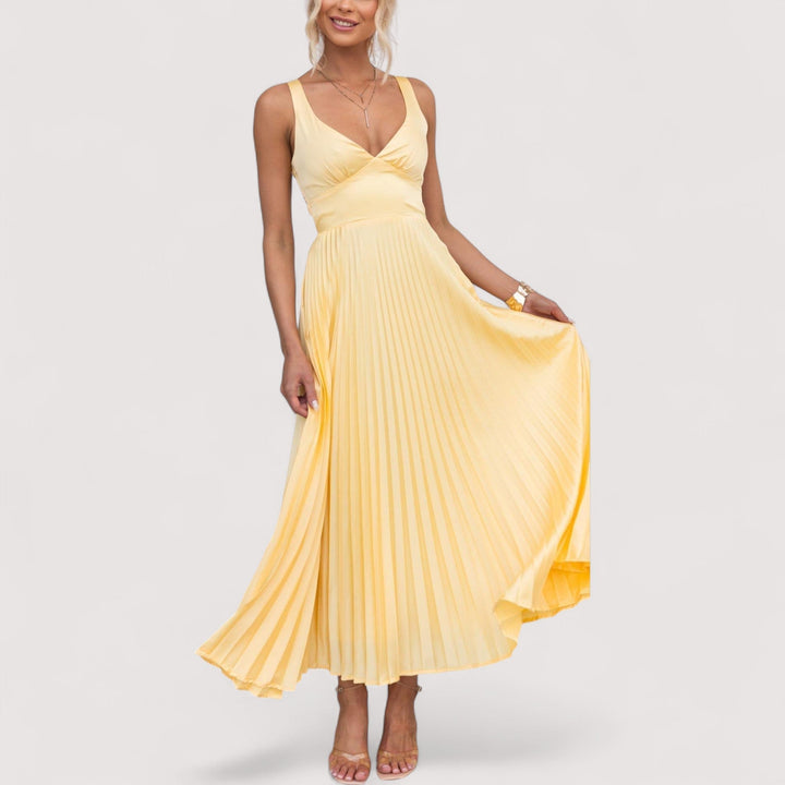 Fließendes Sommer-Partykleid für Damen, V-Ausschnitt, elegant figurbetont, ideal für heiße Tage & Feiern.