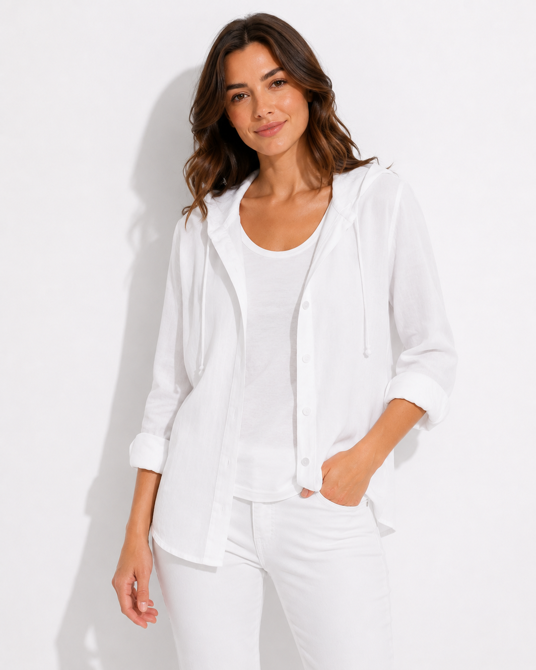 Vielseitige Damen Kapuzenbluse für Frühling & Sommer. Lässiger Stil, bequem für Alltag & Freizeit.