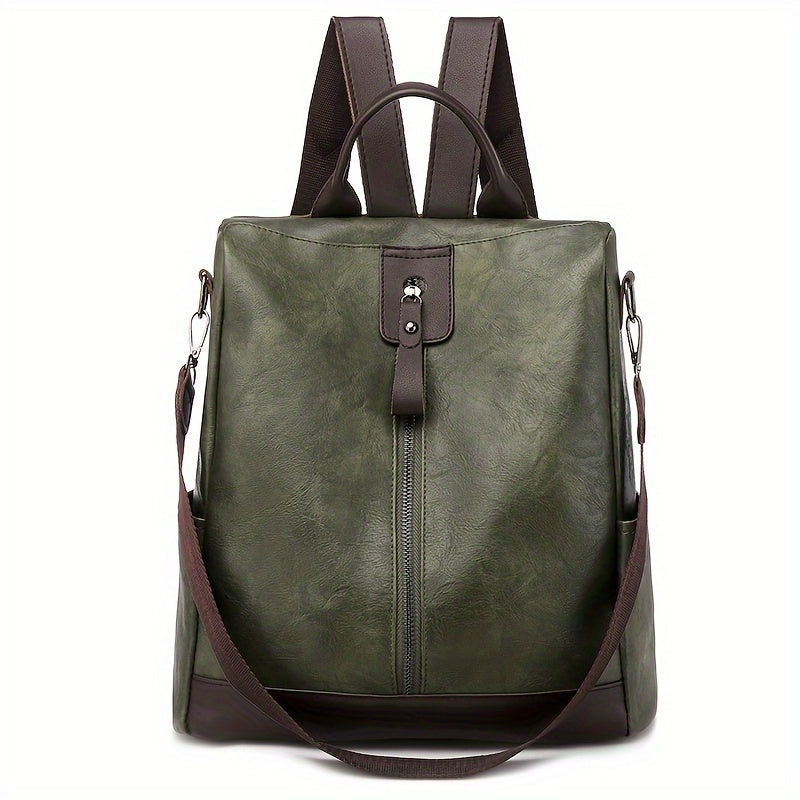 Eleganter, schwarzer Damen City-Rucksack aus veganem Leder, sicher und modern für unterwegs.