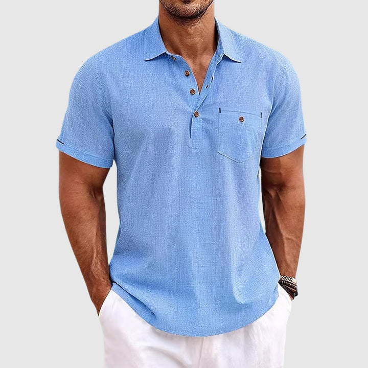 Herren Sommer Poloshirt, kurzärmlig, modern geschnitten, leicht & atmungsaktiv für Freizeitaktivitäten.