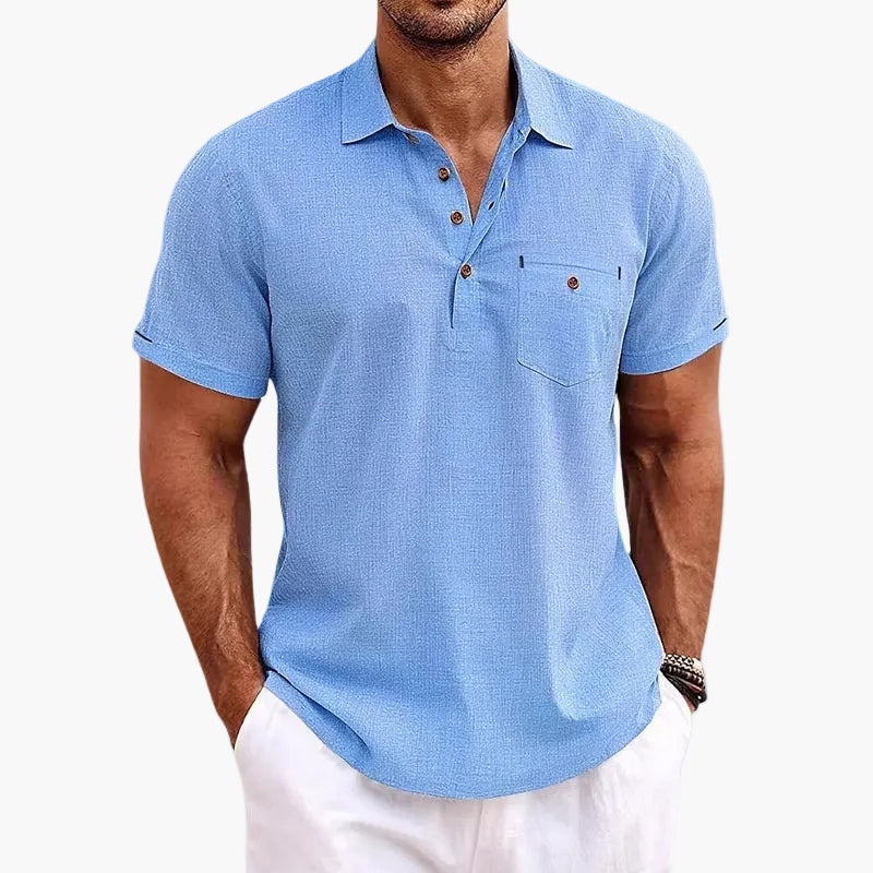 Herren Casual Poloshirt, einfarbig, kurzärmlig. Klassischer Stil für Sommer & Freizeit. Atmungsaktiv & komfortabel.