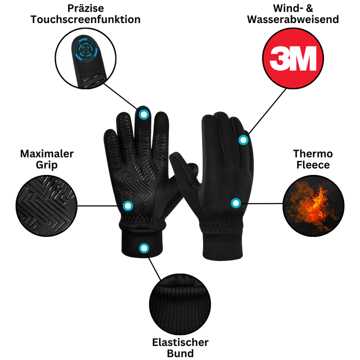ThermoFit Outdoor-Handschuhe mit speziellem Touchscreen-Material an den Fingerspitzen für Geräte.