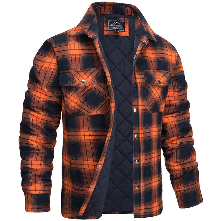 Komfortable, robuste Herren Übergangsjacke im karierten Holzfäller-Design. Warm und vielseitig für Männer.