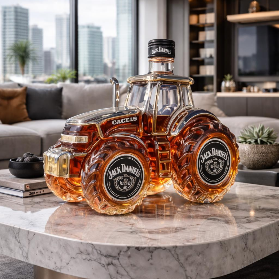 500ml Whisky Dekanter in Traktorform, rustikale Glasflasche, ein Blickfang für jede Hausbar & Kenner.