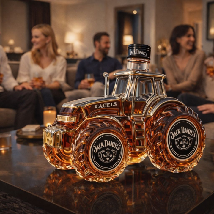 Hochwertiger Traktor Dekanter für Whisky, 500ml Fassungsvermögen, rustikales Design, tolles Getränkezubehör.