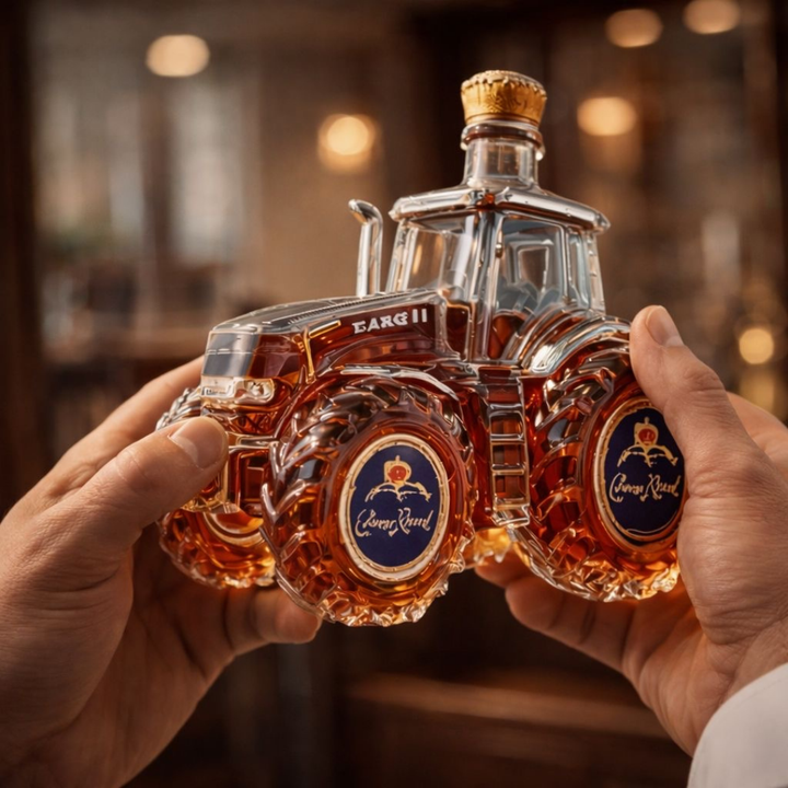 Präsentiert: Traktor Whisky Dekanter, 500ml Glasflasche, perfektes Sammlerstück & exklusive Geschenkidee.