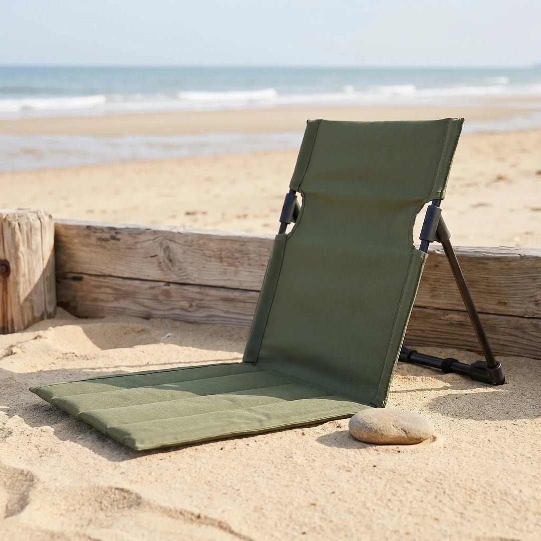 Tragbarer Bodenstuhl mit verstellbarer Rückenlehne, ideal für Outdoor, Camping & Garten.