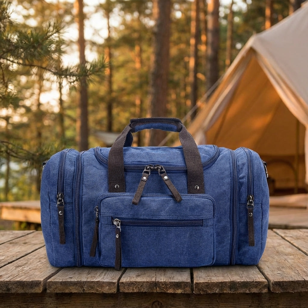 Erweiterbare Canvas-Reisetasche Unisex, ideal für Wochenendtrips. Geräumiges Handgepäck, strapazierfähiger Duffel.
