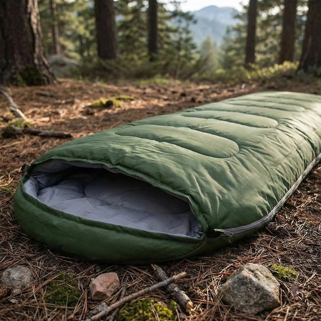 Ultraleichter 4-Jahreszeiten-Deckenschlafsack für Outdoor, Camping & Wandern, inkl. wasserdichter Packtasche.