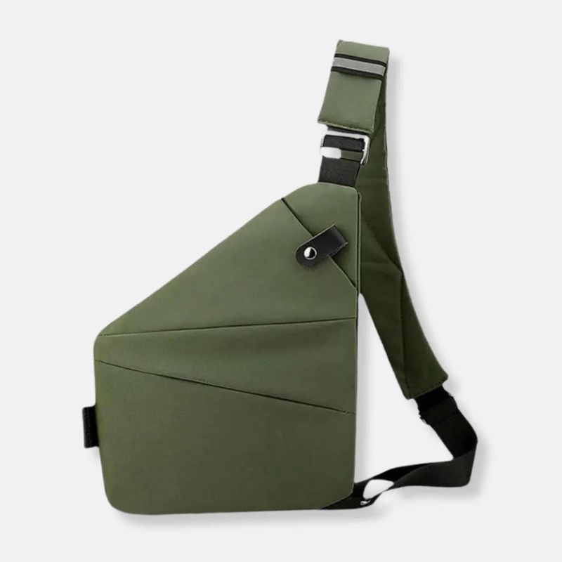 Innenfächer der diebstahlsicheren Schultertasche, organisiert für Smartphone & Geldbörse.