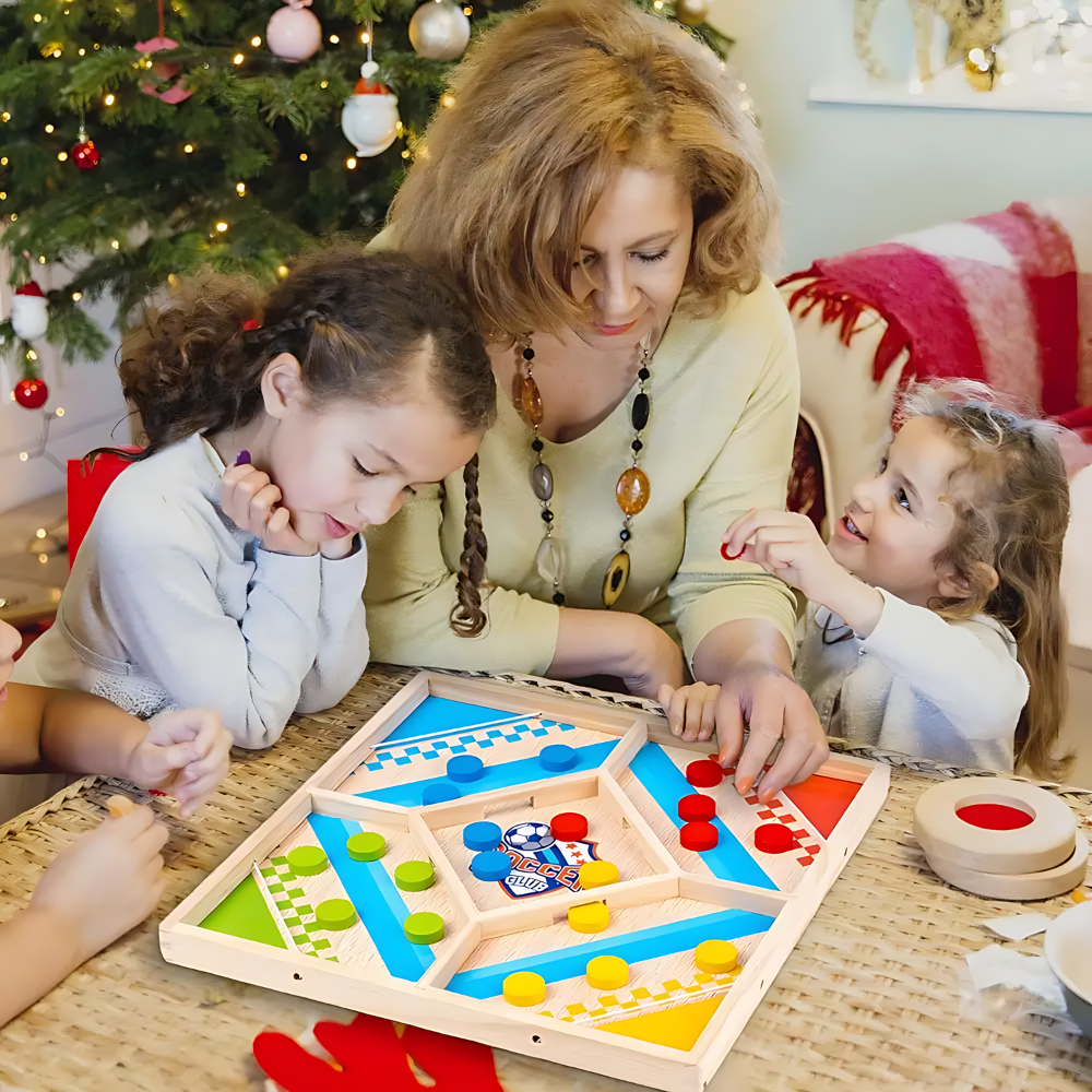 Familien 2-in-1 Lernspiel aus Holz: Chinesisches Dame & Flugzeug Schach Set für Kinder und Strategie.