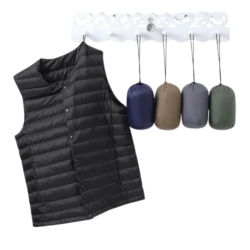 Herren ultraleichte Daunenweste, packbar & warm. Ideal für Herbst & Winter, Outdoor & Reise.