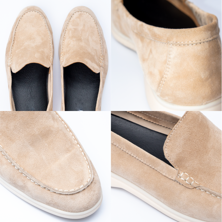 Detailansicht: Hochwertige Herren Mokassins mit feiner Naht, elegante Freizeitschuhe für stilbewusste Herren.