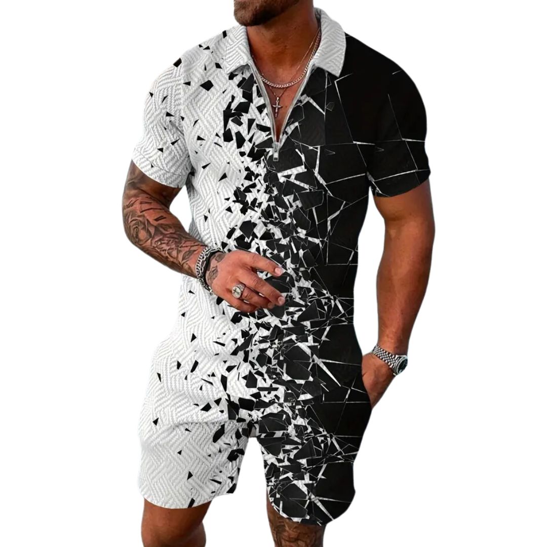 Herren 2-teiliges Komfort Loungeset Rex mit Poloshirt und Shorts. Ideal für stilvolle Freizeit.