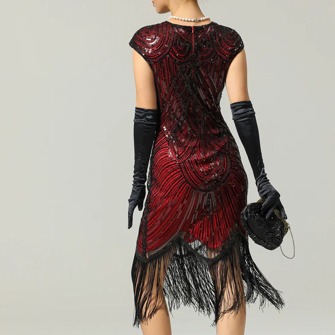 Modernes Gatsby Glitzerkleid für Damen, klassischer 20er Jahre Stil, perfekt für Partys.