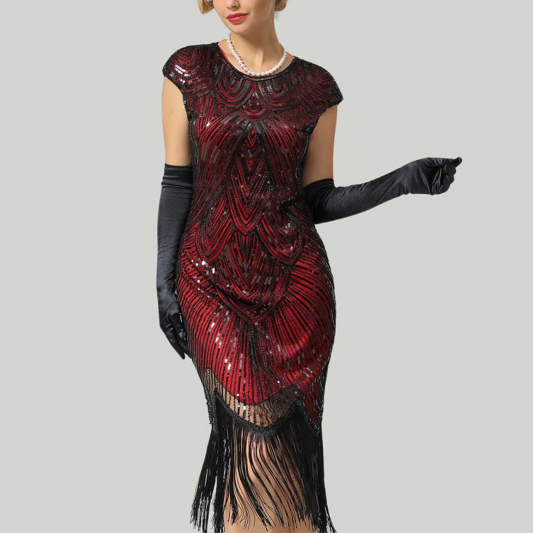 Damen Gatsby Glitzerkleid, elegant für besondere Anlässe, im Stil der 20er Jahre.
