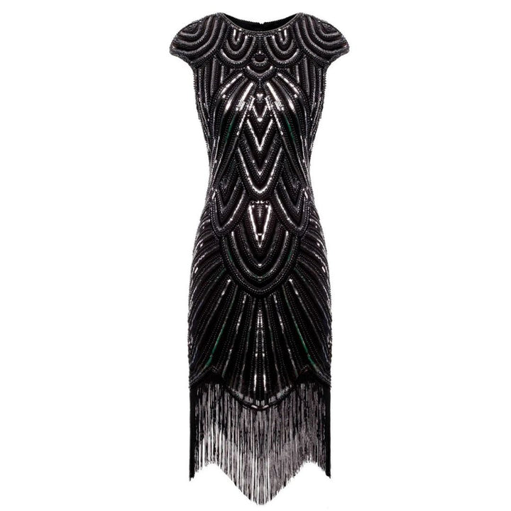 Vintage Damen Abendkleid im Gatsby-Stil, glitzernd, ideal für festliche Anlässe.