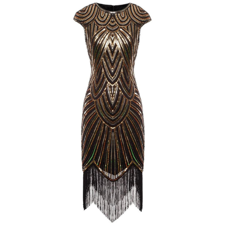 Elegantes Damen Glitzerkleid mit Pailletten, 20er Jahre Flapper Look für Partys.