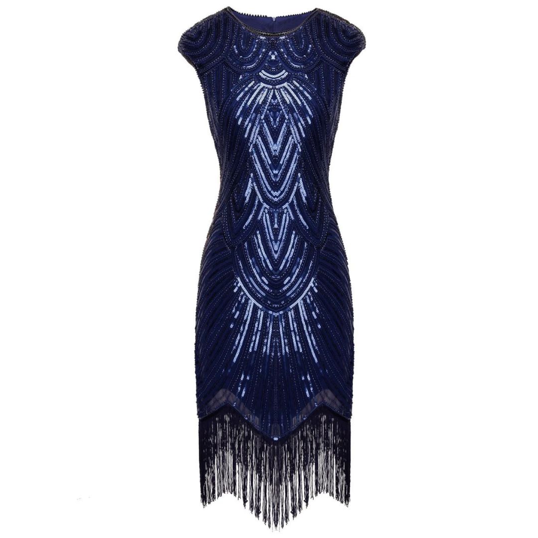 Festliches Gatsby Damenkleid, glitzernd, für glamouröse Abende & besondere 20er Jahre Events.