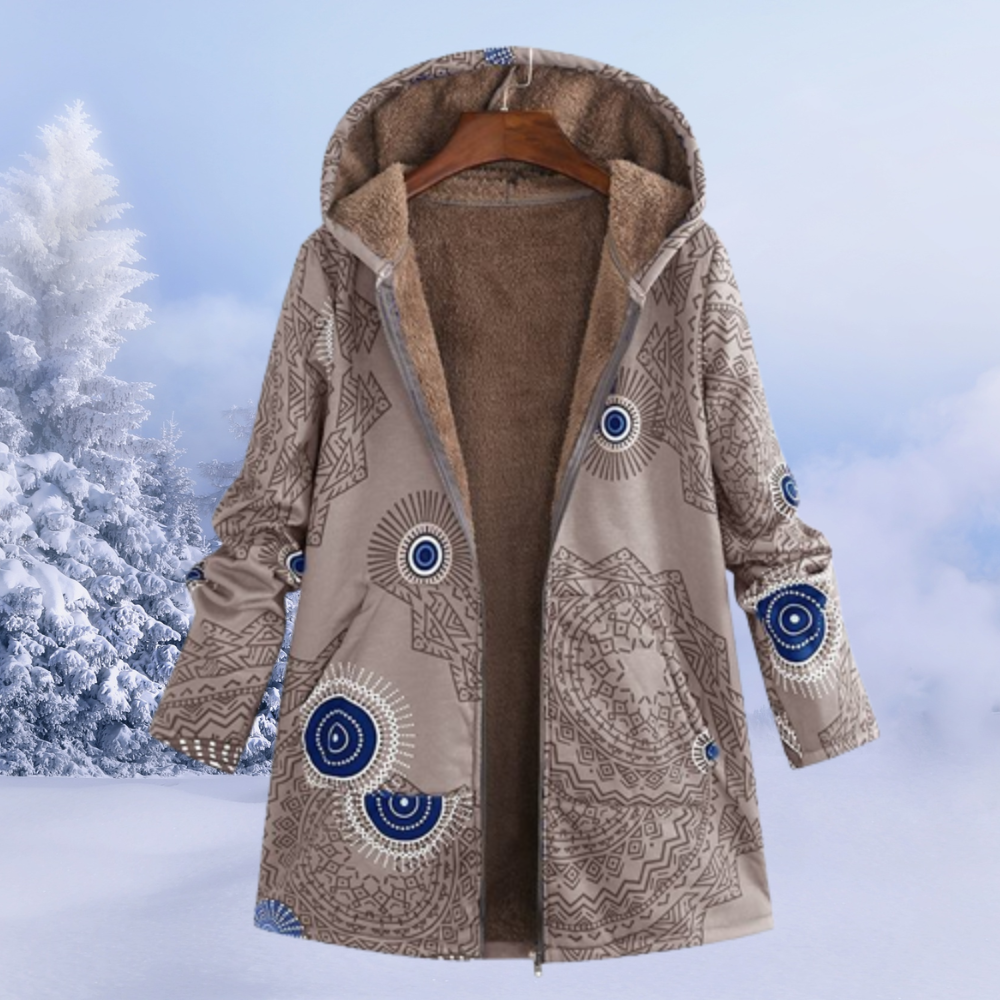 Gesteppte Damen Winterjacke lang mit Kapuze. Perfekter Outdoor-Parka für Damenmode.