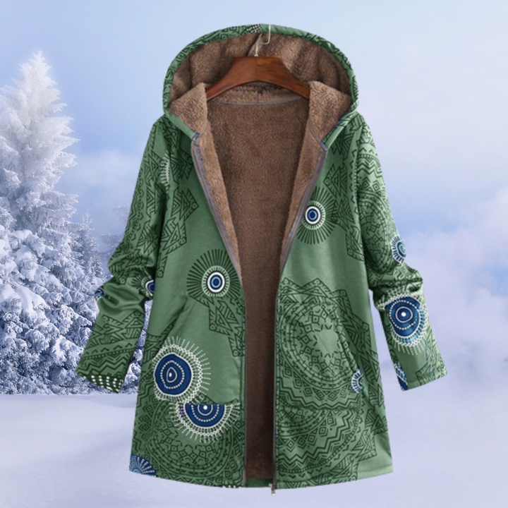 Stylische warme Damen Winterjacke. Lange Steppjacke mit Kapuze, perfekt für Wintermode.