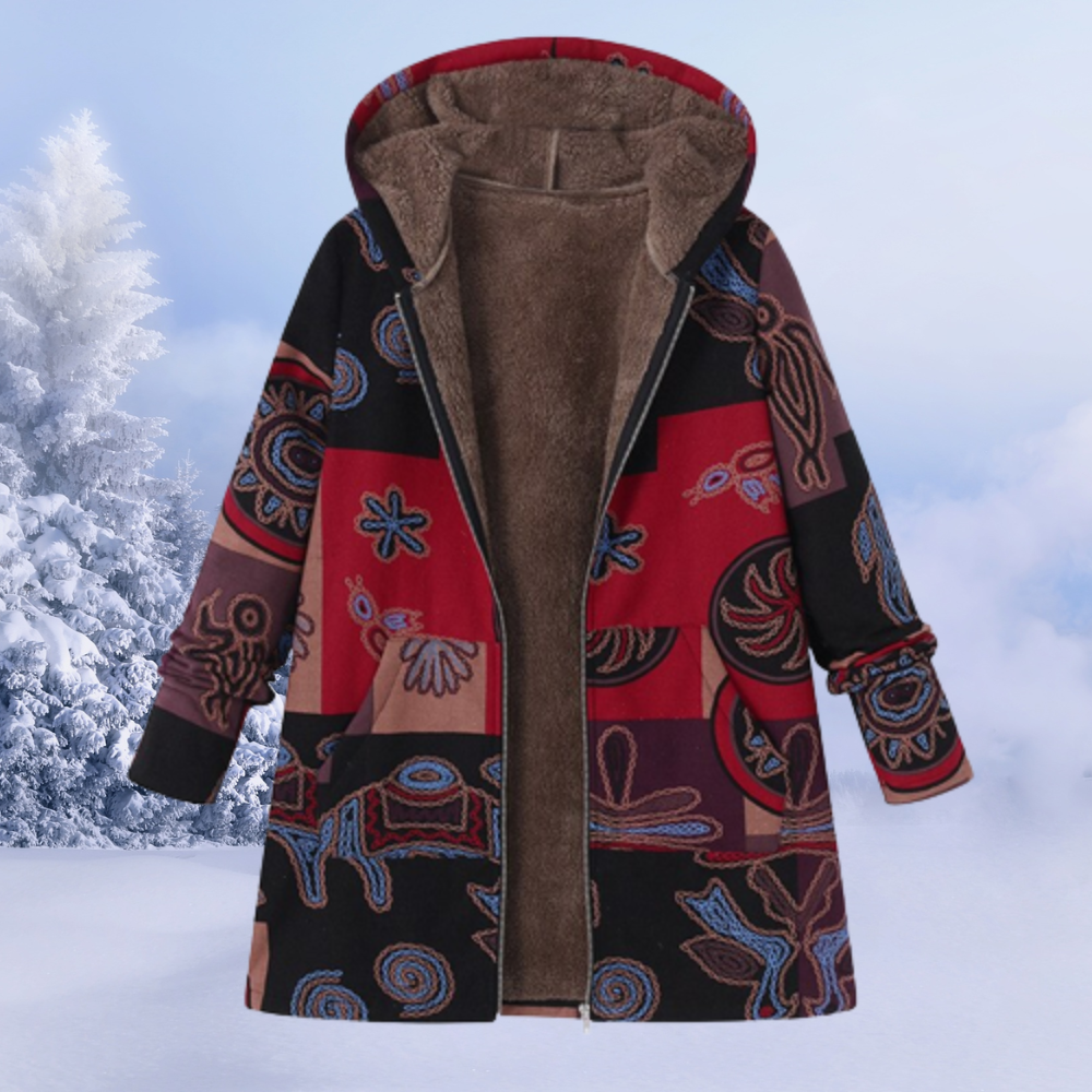 Warme Damen Pufferjacke lang mit Kapuze. Ideale Winterjacke für kalte Tage, gesteppt.