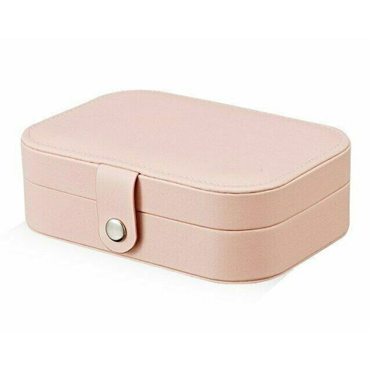 Doppellagige tragbare Leder-Schmuckschatulle für Reisen. Eleganter Organizer für Schmuckaufbewahrung unterwegs.