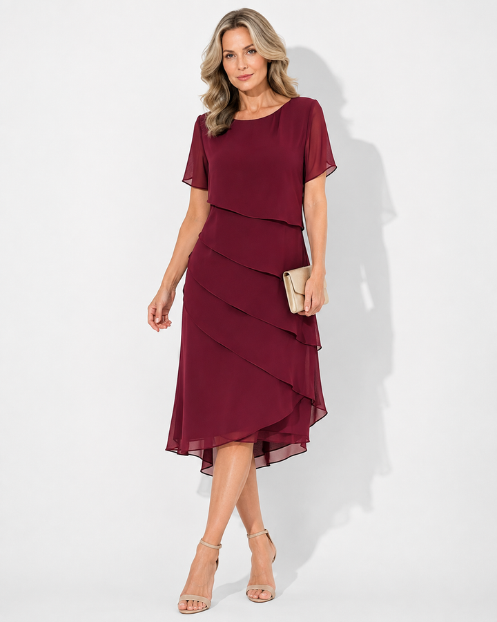 Leichtes Sommerkleid, fließendes Damen Midikleid mit Halbarm. Atmungsaktiv & stilvoll für warme Tage.