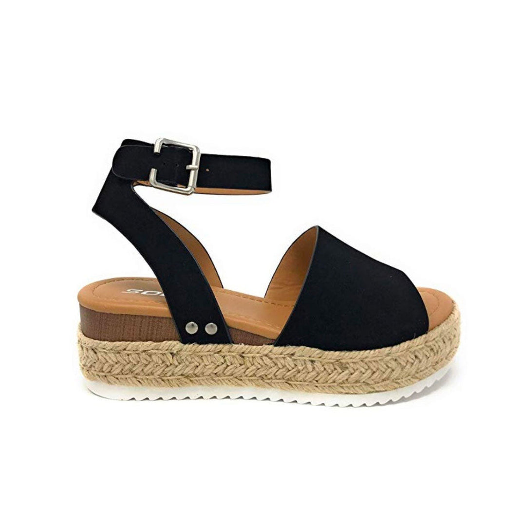 Damen Plateau Sandalen mit bequemem Knöchelriemen, ideal für Freizeit & Sommer.