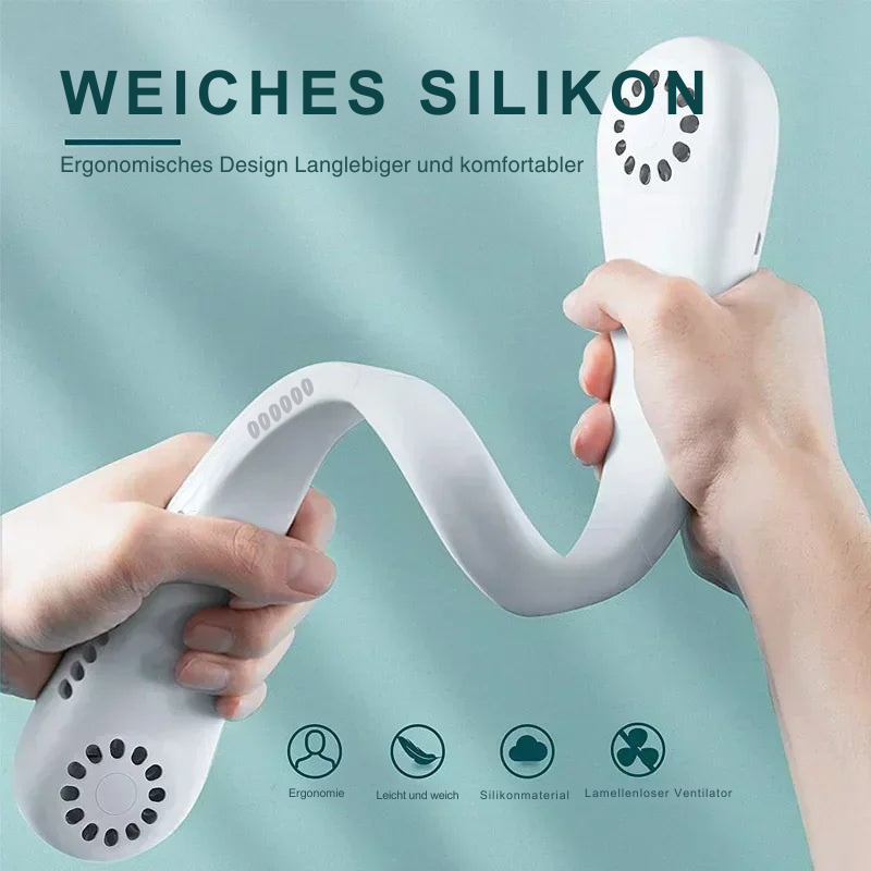 USB-aufladbarer Halsventilator für langanhaltende Kühlung; praktisches Gadget gegen Hitze im Sommer.