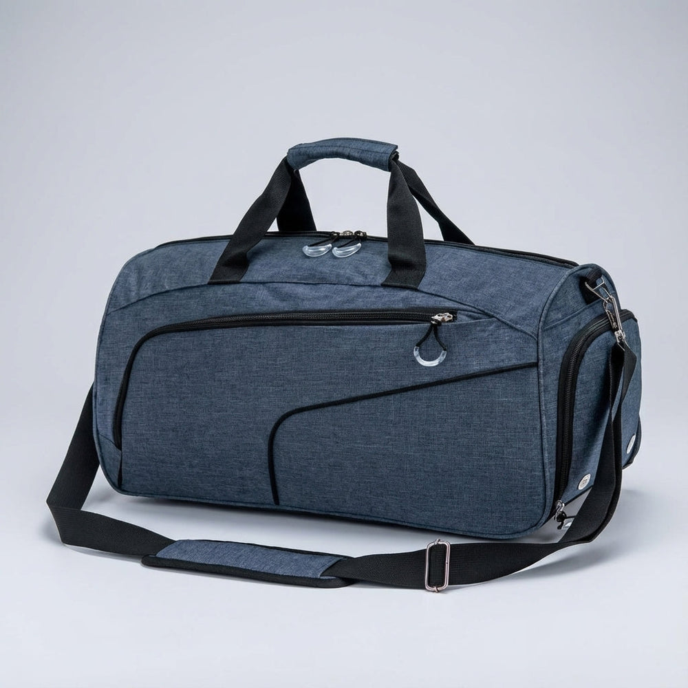 Große Unisex 35L Duffelbag mit separatem Schuh- und Nassfach, perfekt organisiert für Fitnessstudio.