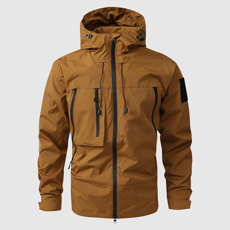 Herren Wanderjacke mit Kapuze, wind- & wasserabweisend, ideal für Outdoor-Aktivitäten ganzjährig.