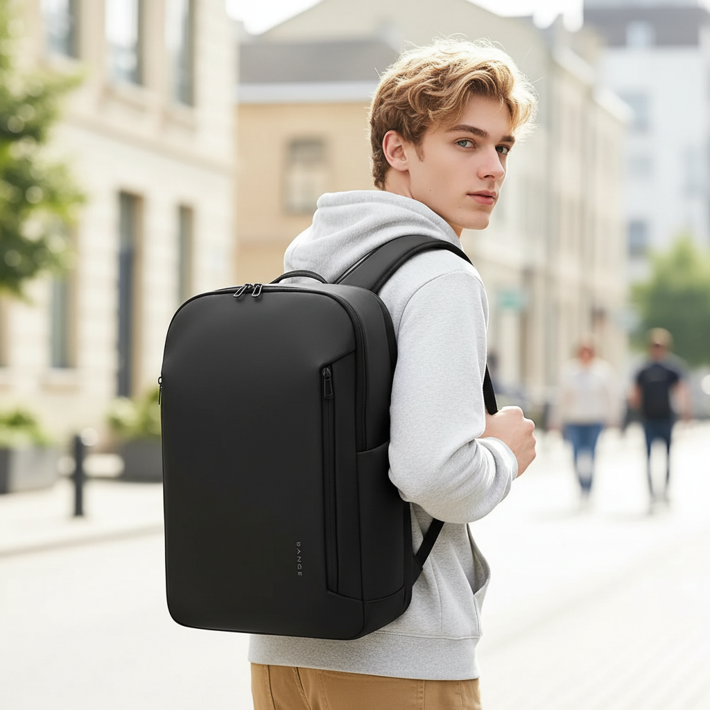 Wasserdichter Business Rucksack (grau) für Herren & Damen, ideal für Büro, Pendeln & Reisen.