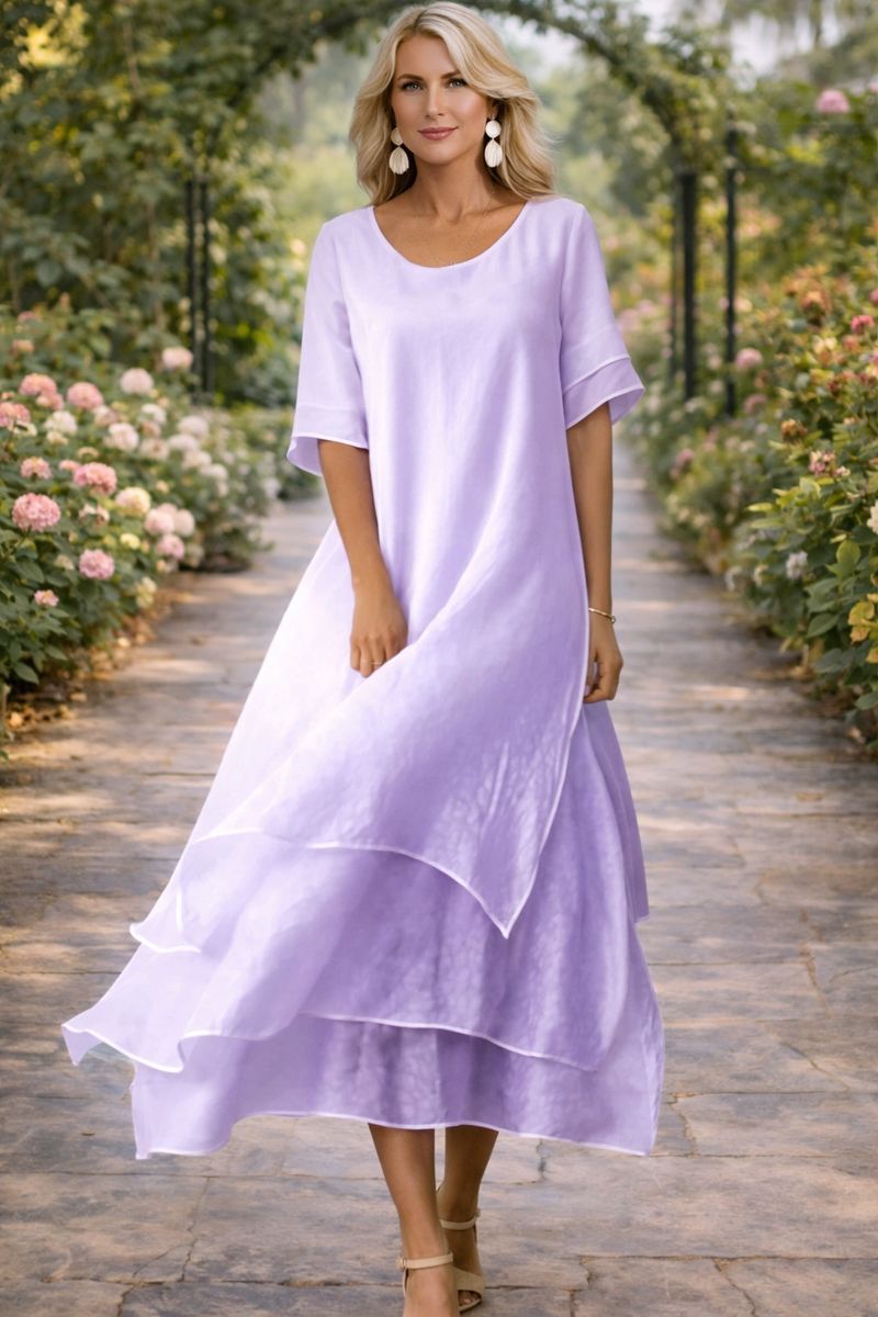 Elegantes Damen Midikleid, gestreift, als vielseitiges Freizeitkleid oder schickes Sommerkleid für Damen.