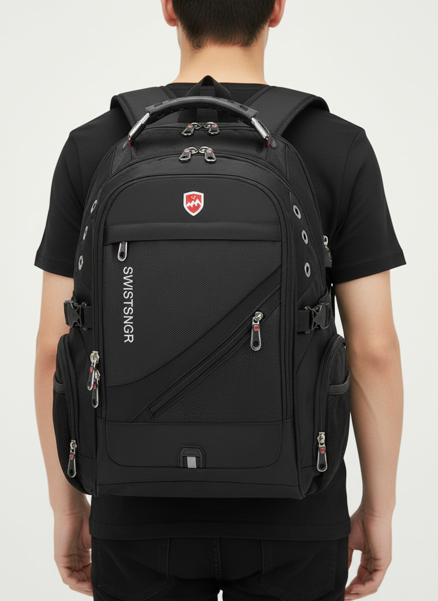 Geräumiger AquaGuard Rucksack mit USB-Ladeanschluss, perfekt für Arbeit, Outdoor und täglichen Gebrauch.