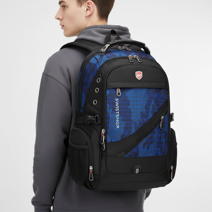 Funktionaler Rucksack AquaGuard, wasserdicht, unisex, mit ergonomischem Design und großem Hauptfach.