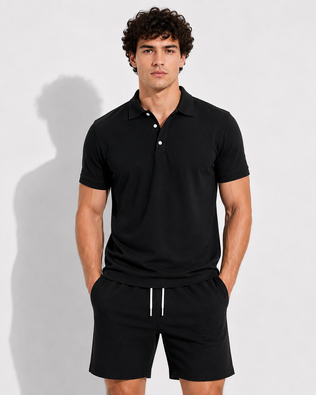 Elegantes Herren Polohemd & Shorts Set. Komfortables, atmungsaktives Sommer-Outfit für modebewusste Männer.