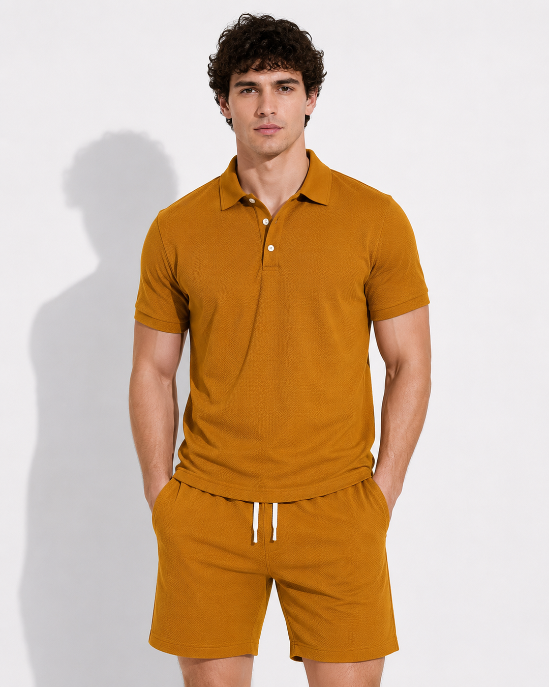Hochwertiges Herren Polohemd & Shorts Set. Weicher, atmungsaktiver Stoff für maximalen Komfort und Langlebigkeit.