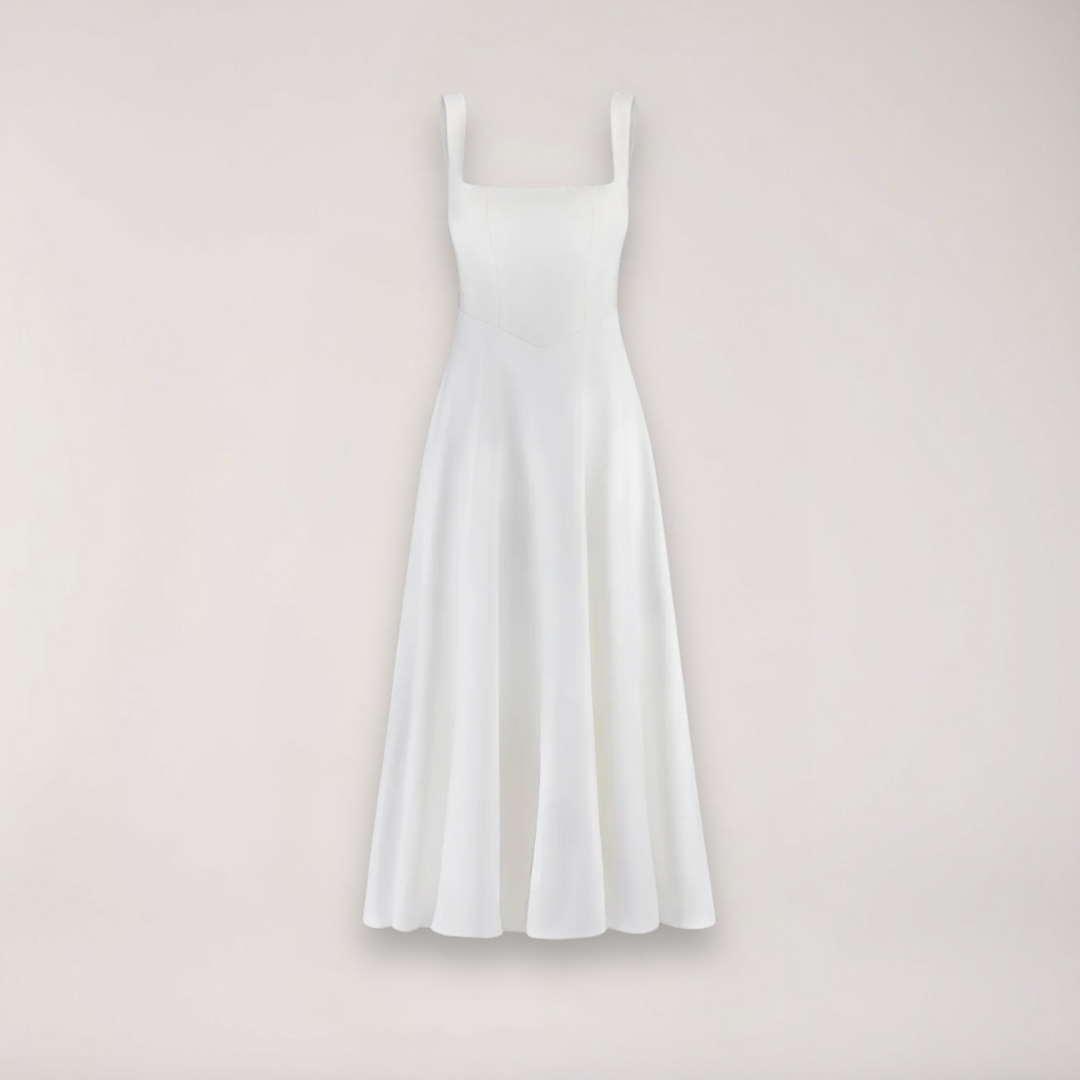Sommerliches Damen Midikleid, elegant, ärmellos, V-Ausschnitt, im Slim Fit, für schicke Auftritte.