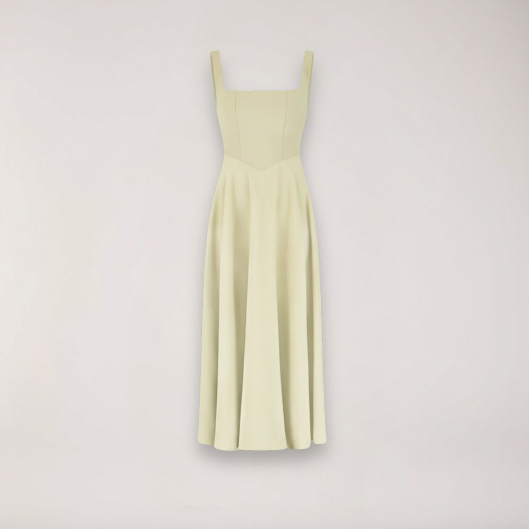Zeitloses Damen Midikleid, elegant, ärmellos, V-Ausschnitt, Slim Fit, für Freizeit & Anlässe.