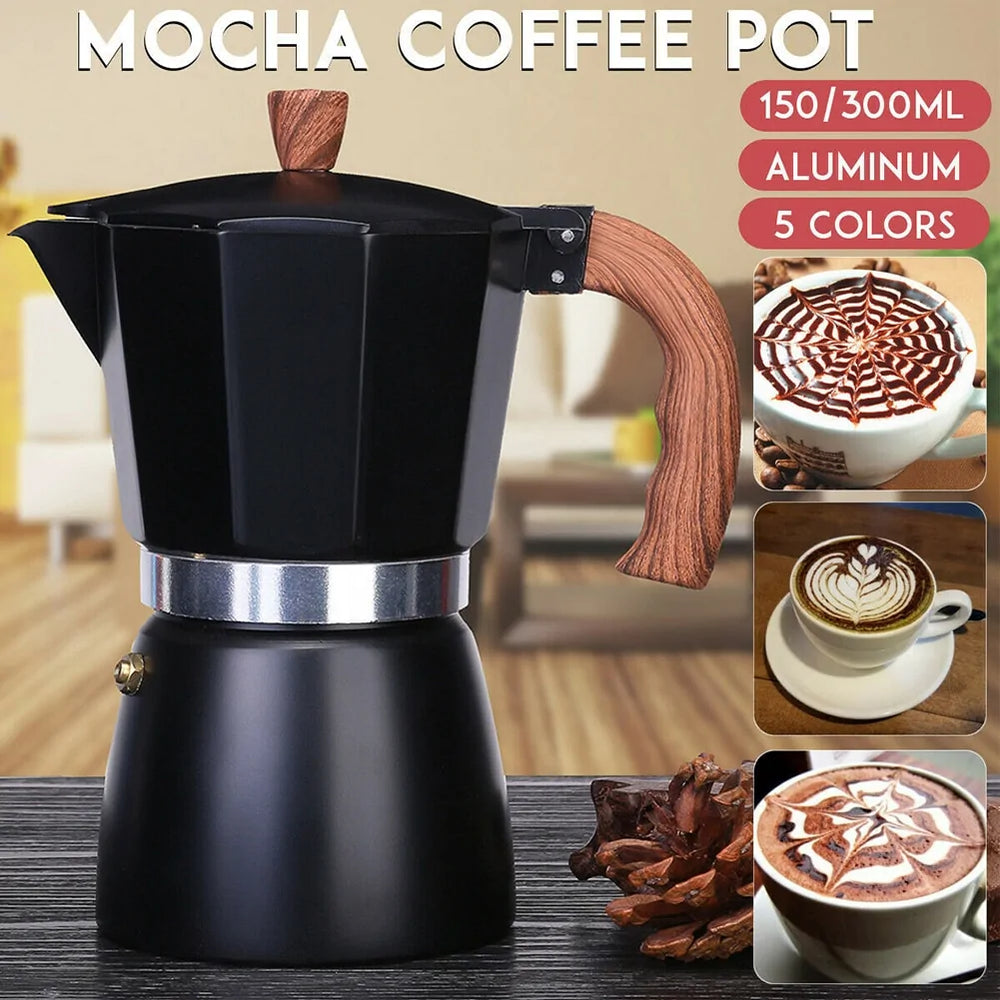 Mobiler Kaffeebereiter aus Aluminium, ideal für Reise & Camping. Frisch gebrühter Espresso.