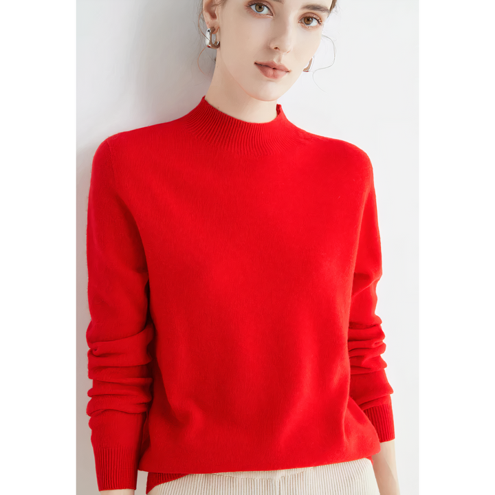 Damen Gestrickter Herbstpullover mit elegantem Halbkragen. Ideal für kalte Tage und modische Outfits.