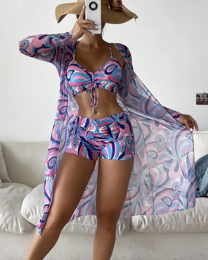 Modisches Damen High Waist Bikini-Set, bauchbedeckend, für einen schicken Sommerlook.