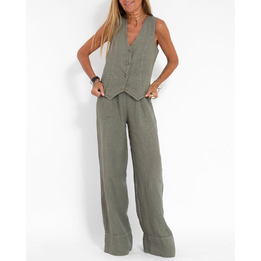 Elegantes Damen Sommer-Set, zweiteilig, für Komfort & Stil. Perfektes, modisches Freizeit-Outfit, atmungsaktiv.