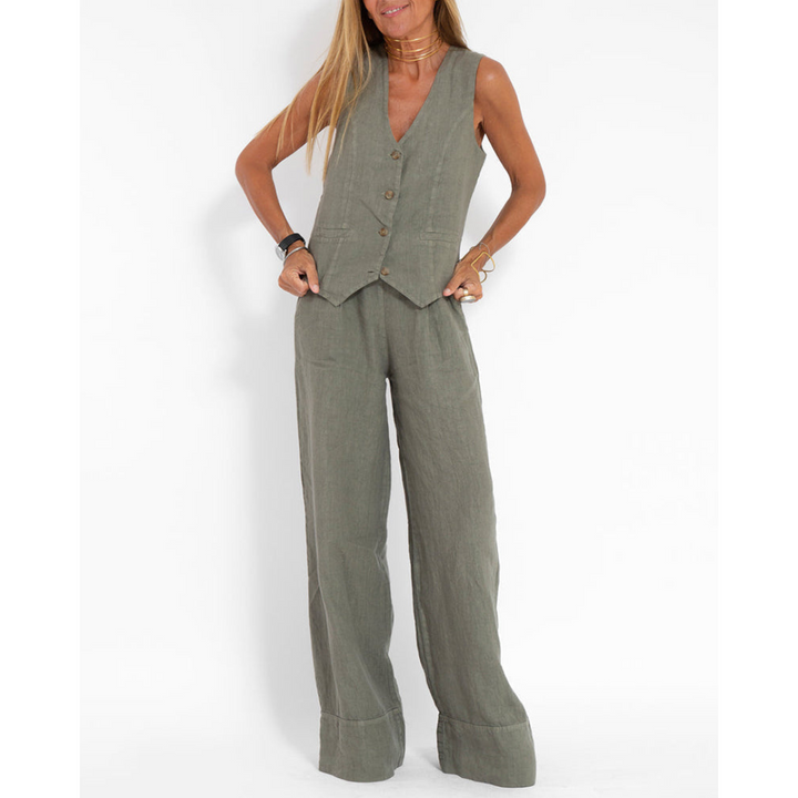 Elegantes Damen Sommer-Set, zweiteilig, für Komfort & Stil. Perfektes, modisches Freizeit-Outfit, atmungsaktiv.