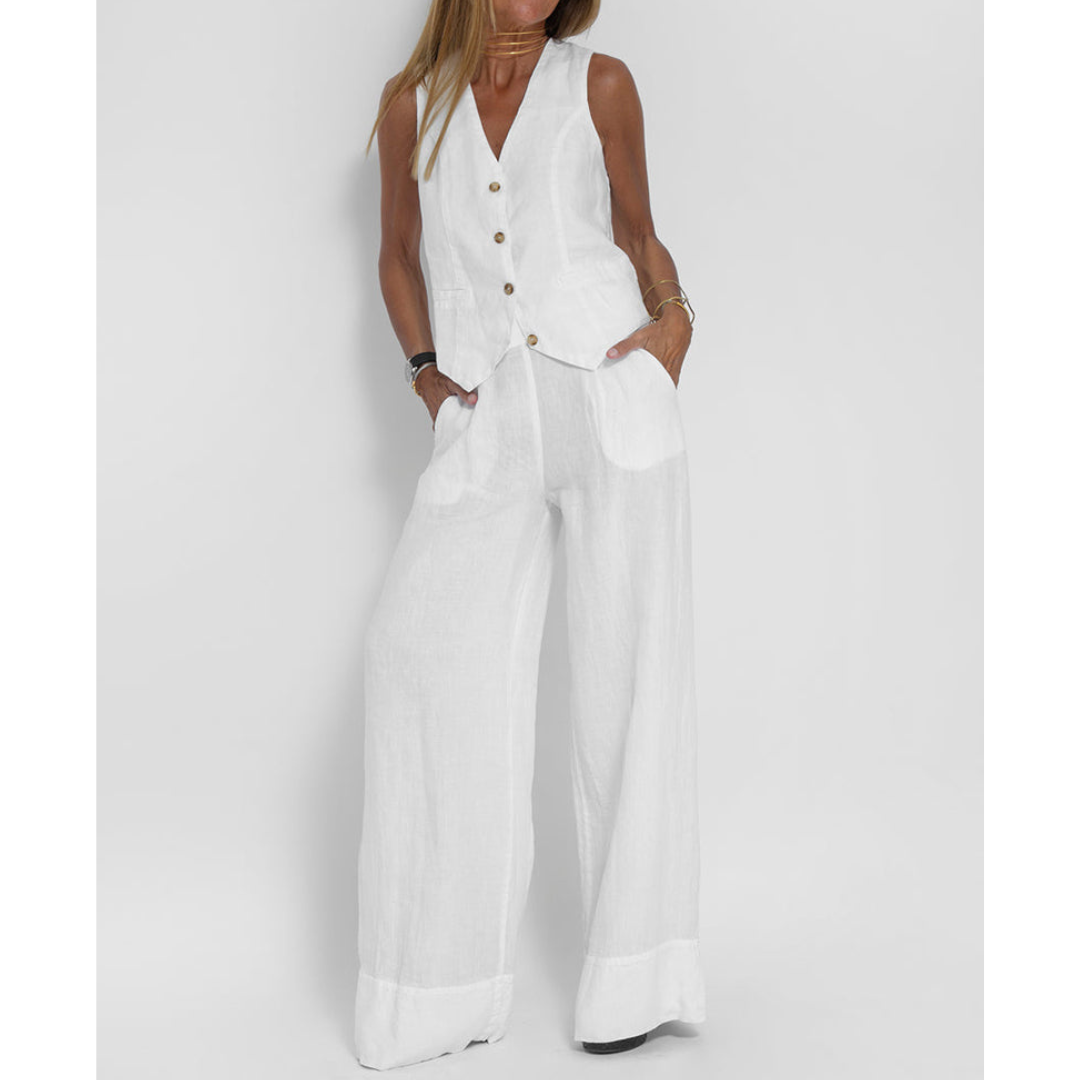 Komfortabler, atmungsaktiver Damen Zweiteiler für den Sommer. Elegantes Freizeit-Set, modisch & vielseitig.