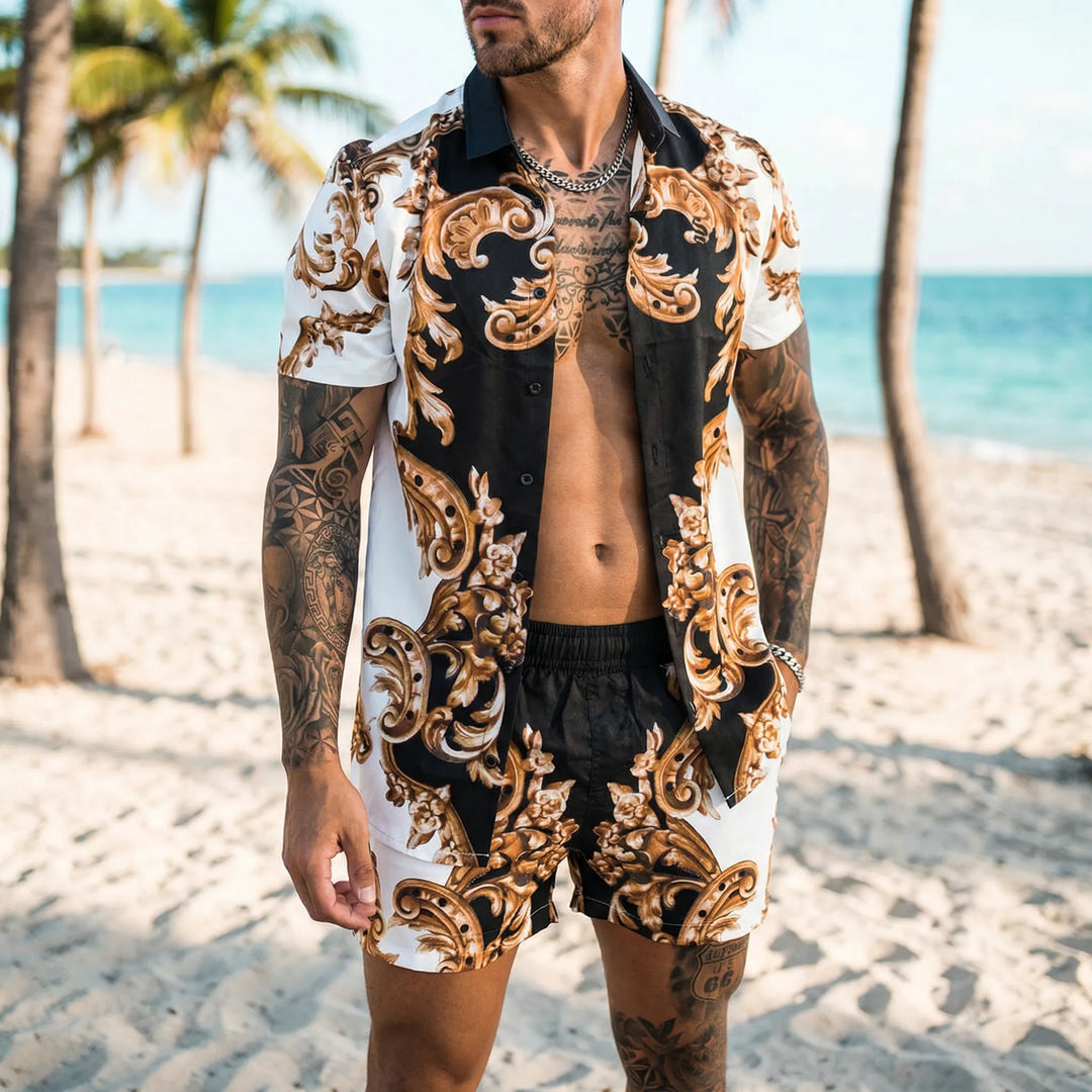 Herren Zweiteiler Sommerset Jamal mit modernem Print, ideal für Urlaub und Freizeit.