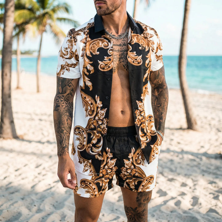 Herren Zweiteiler Sommerset Jamal mit modernem Print, ideal für Urlaub und Freizeit.