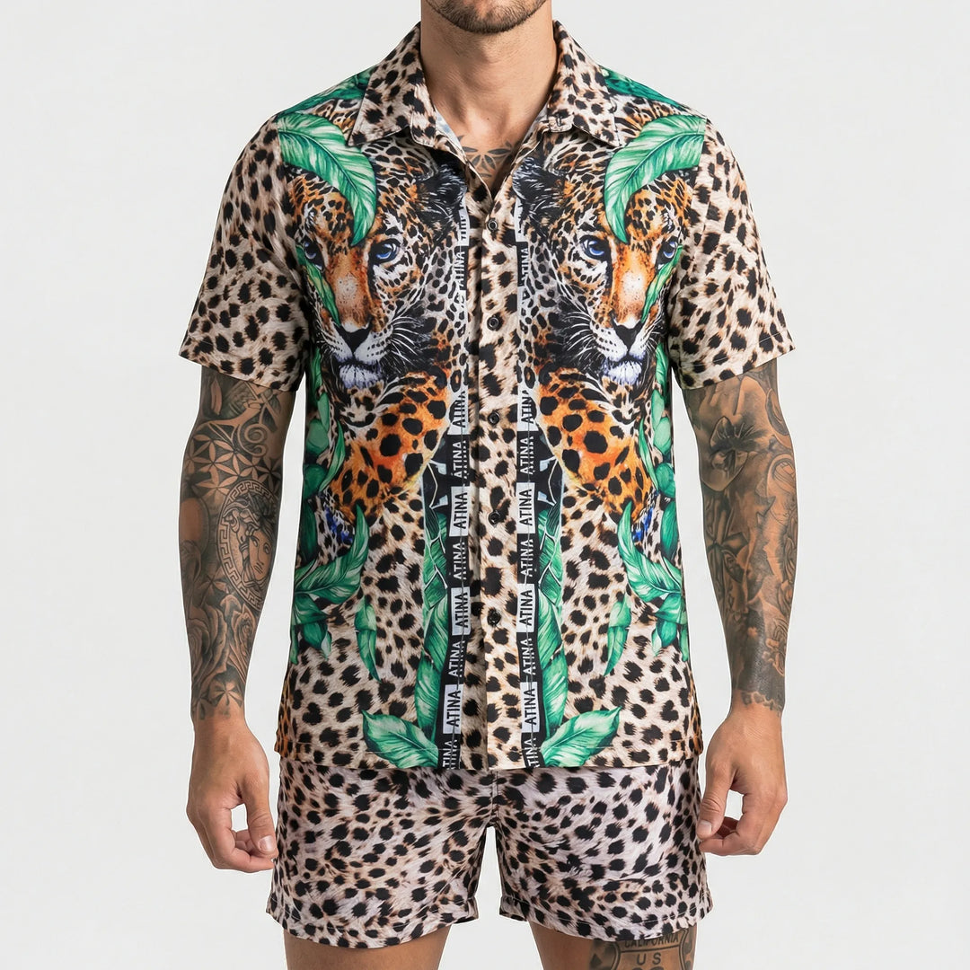 Herren Jamal Zweiteiler Sommerset mit stylischem Print, bequeme Passform für warme Tage.