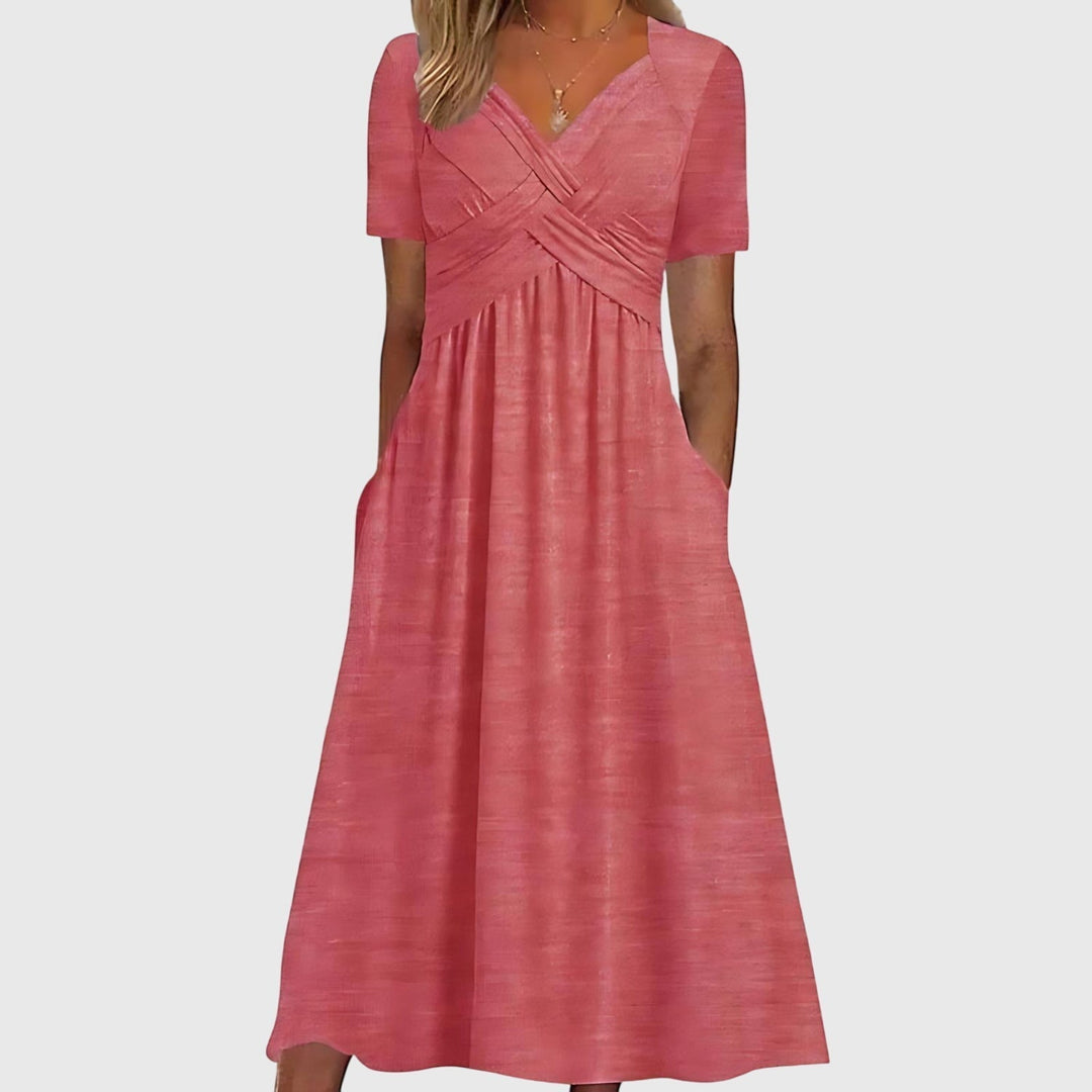 Modisches Damen Midi-Kleid mit Bauchkontrolle und A-Linie, elegant für Abend- oder Party-Anlässe.